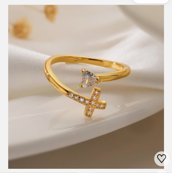 Unsigned Jewelry - Heart And Cross Ring